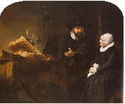 REMBRANDT Harmenszoon van Rijn The Mennonite Minister Cornelis Claesz. Anslo in Conversation with his Wife, Aaltje D oil painting on canvas